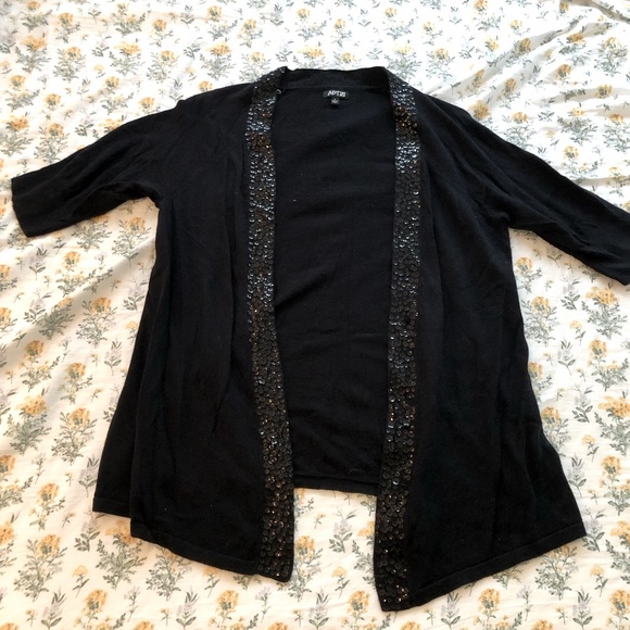Apt 9 100% Cotton Cardigan with Sequin Trim - Picture 3 of 10